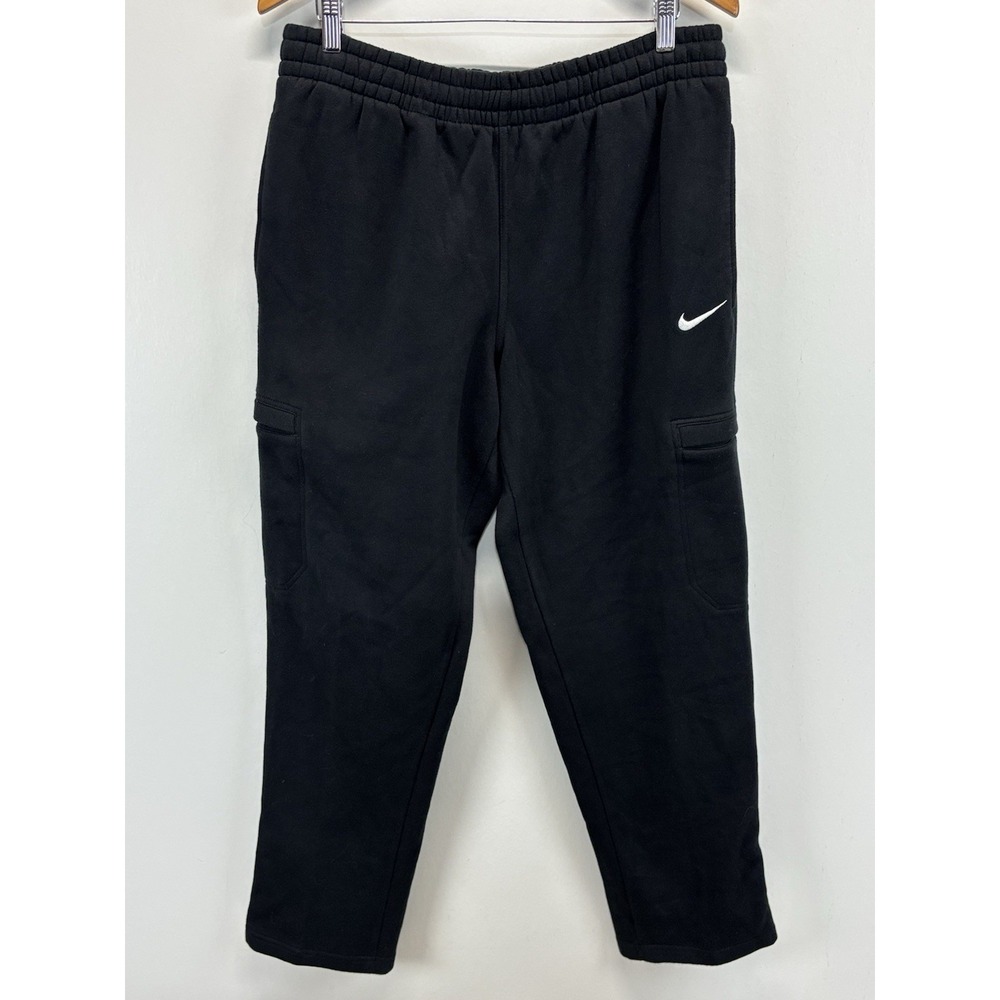 Nike Club Fleece Cargo Sweatpants Men's L Black Utility Straight Leg Athleisure